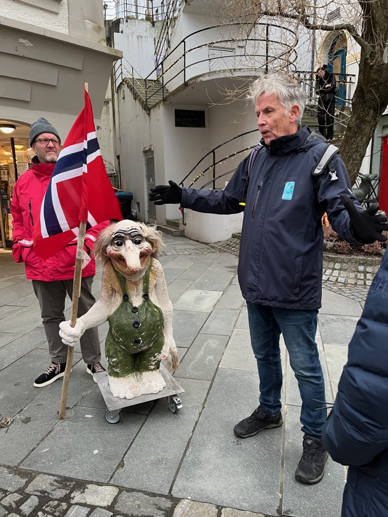 Our local Alesund guide and a local troll