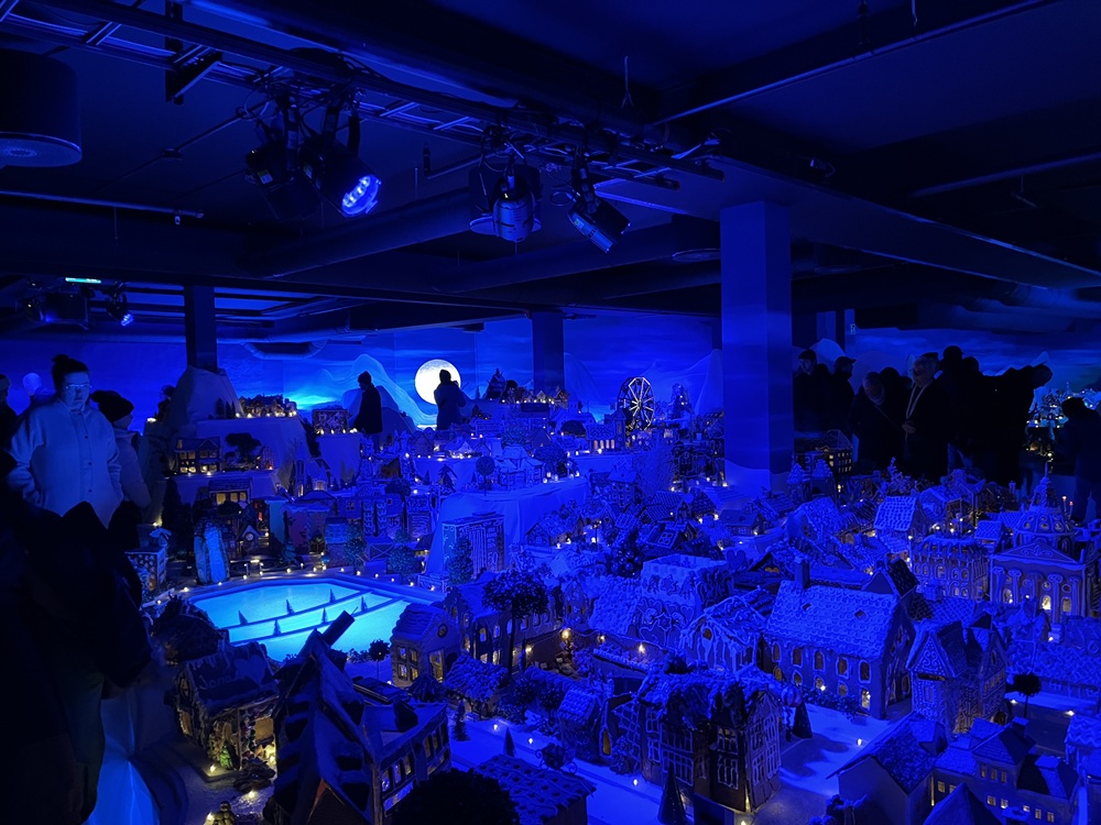 Inside the enornous Gingerbread House exhibition in Bergen Norway