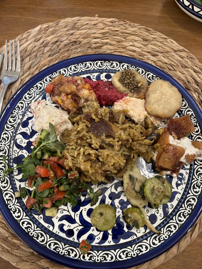 A plateful of the food we prepared at Beit Sitti Cooking School in Amman Jordan