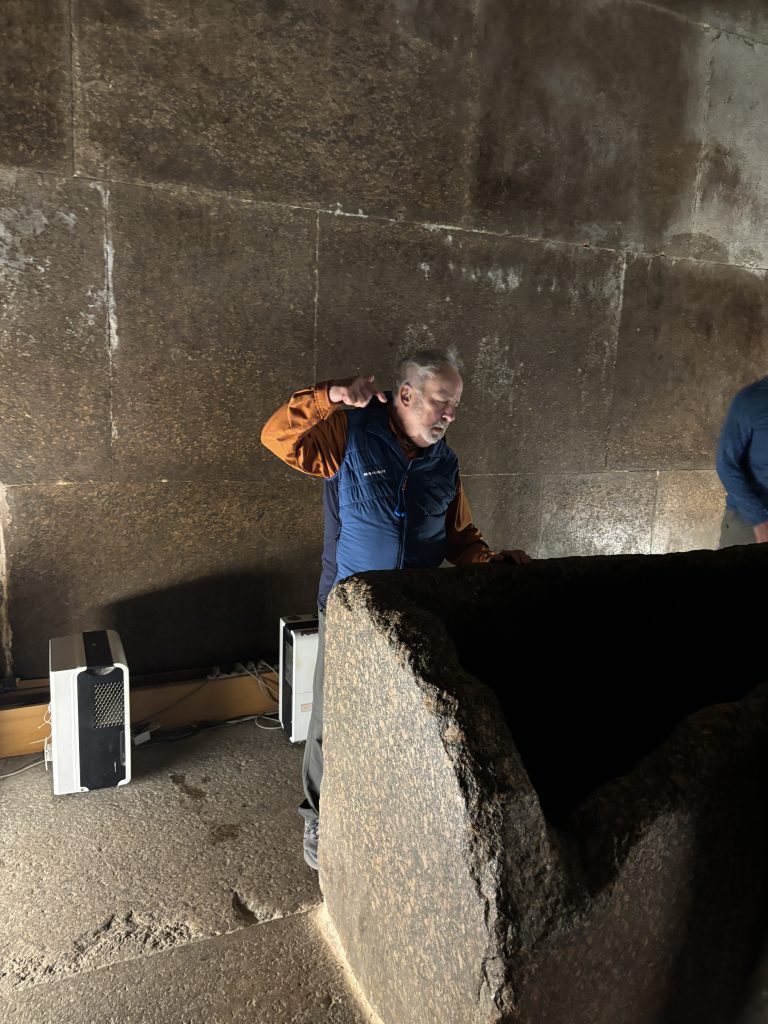 Inside the burial chamber of the Great Pyramid of Cheops. Cheops was not there.