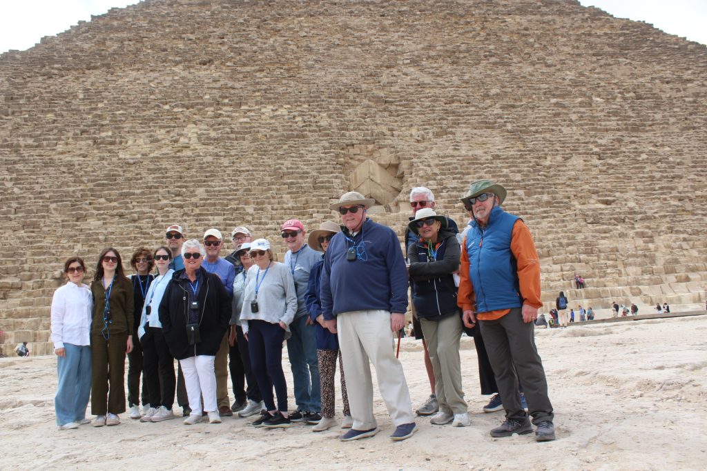 Our Abercrombie & Kent tour group outside the Great Pyramid of Cheops