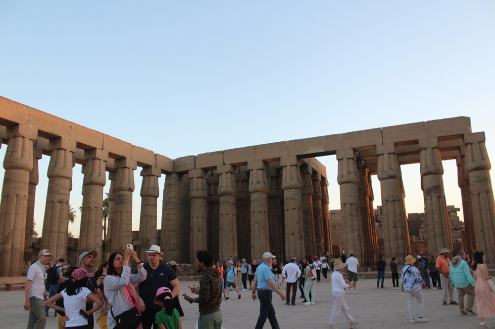 Touring one of the two conjoining ancient temples in Luxor