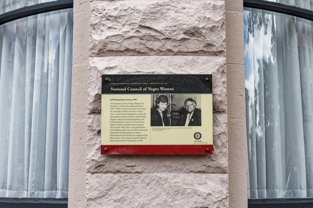 Sign on the Dorothy I. Height Building, the national headquarters of the National Council of Negro Women.