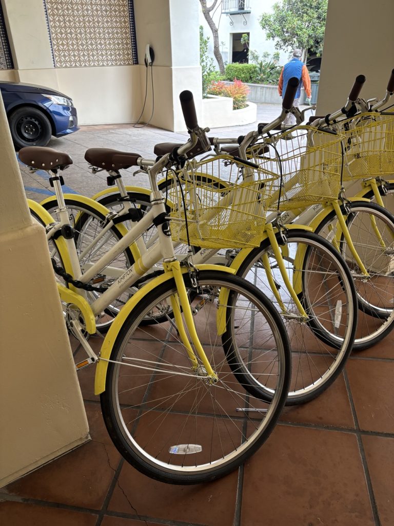 Bikes ready to go for guests of the Kimpton Canary Hotel in Santa Barbara CA