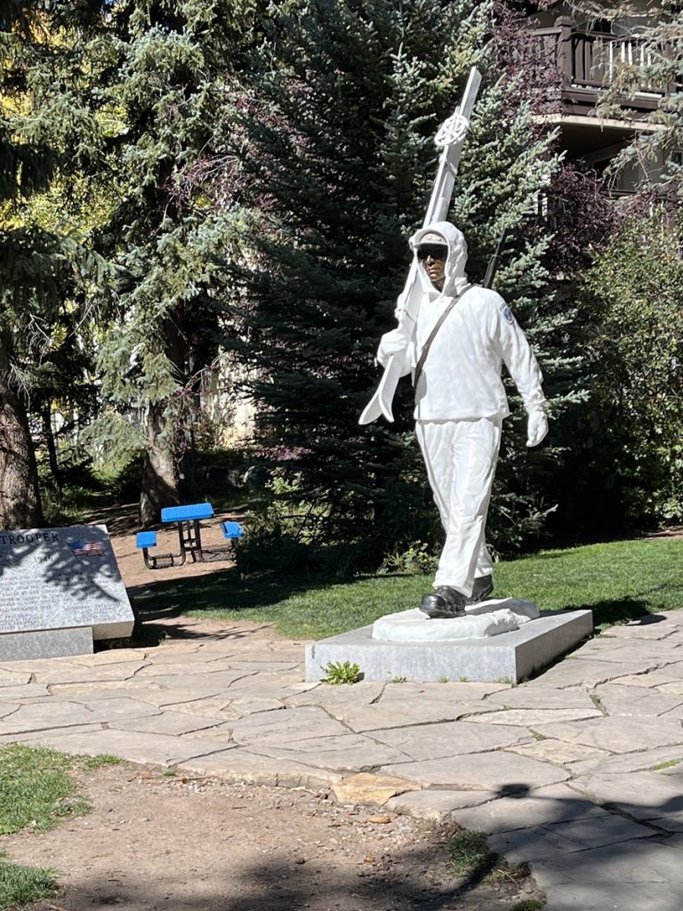 Statue of 10th Mountain Division soldier in Vail Village