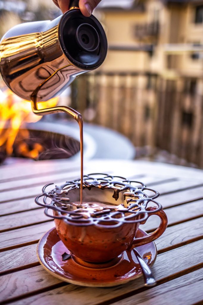 Haute Chocolate being poured at Vail Four Seasons Resort and Spa
