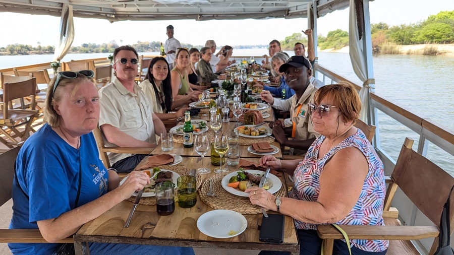 Dining on CroisiEurope river safari in Africa