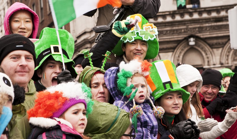 Families Celebrating St. Patricks Day in Dublin