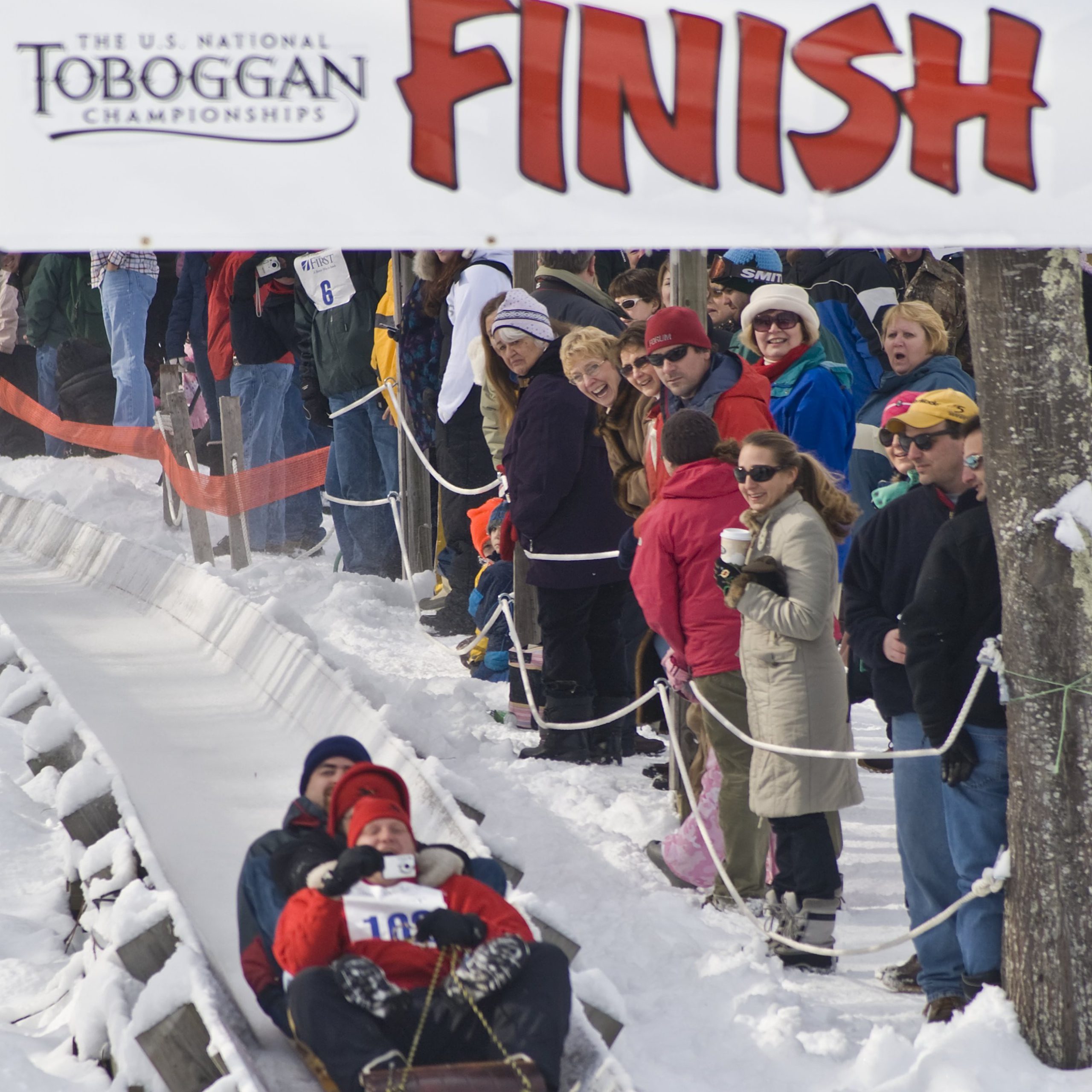 Tobogganing in Camden, Maine