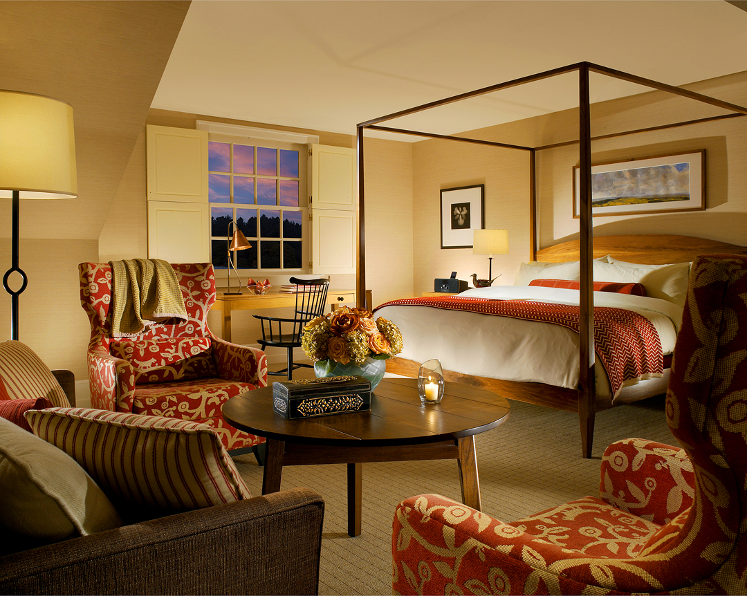 A guest room in the Main Wing of the Woodstock Inn