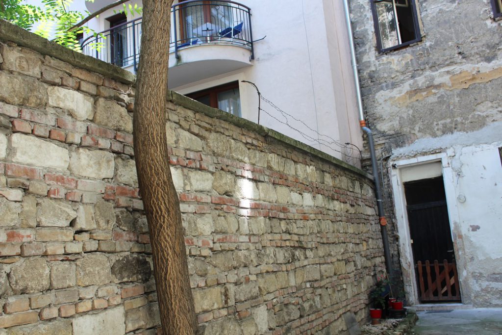 A restored section of the wall that surrounded the Jewish ghetto in BudaPest during World War II