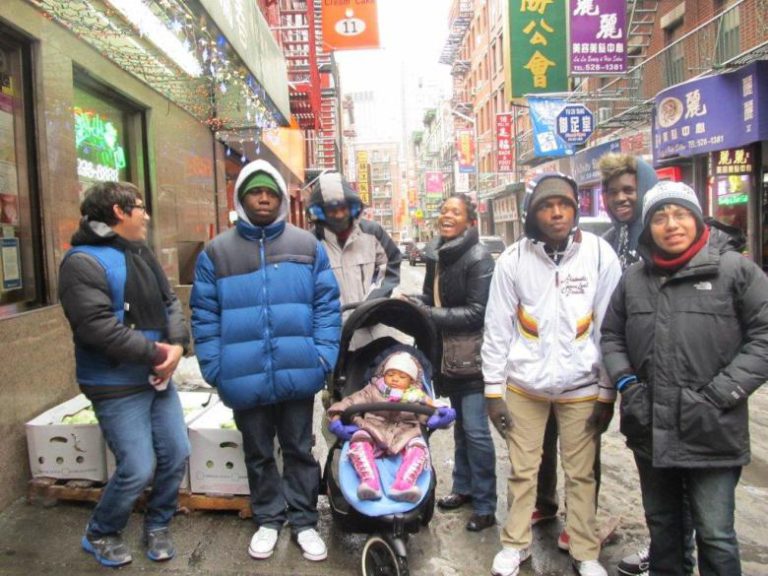 At the 9/11 Memorial on a cold, snowy morning