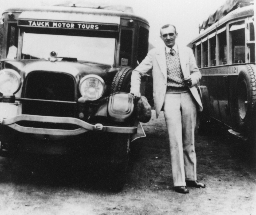 Arthur Tauck Sr. with motorcoach