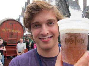 Alec tries Butter Beer at Universal Orlando