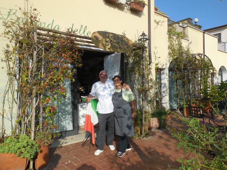 Chef Fernando Aldighieri and Danieela Bellintani at their charming restaurant in Grazie