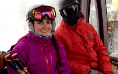 Cousins Mel Yemma and Chris Yemma in the gondola at Telluride