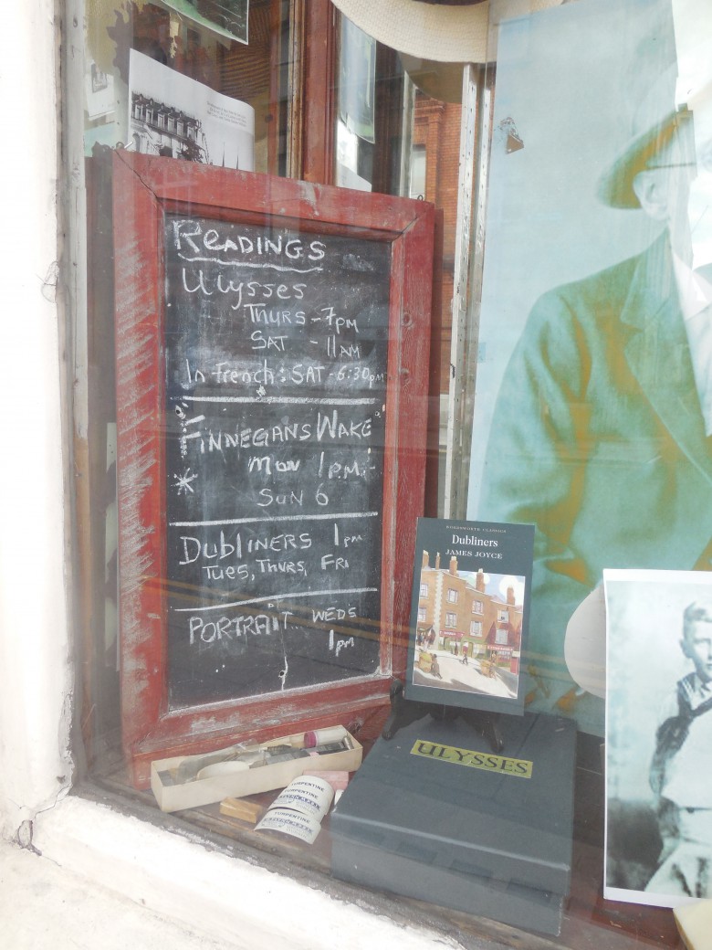 Literary readings schedule in Dublin bookstore