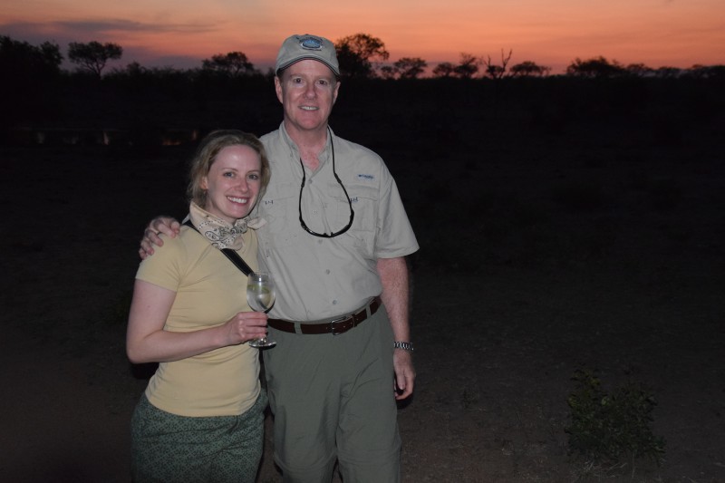 Michelle and her husband on safari
