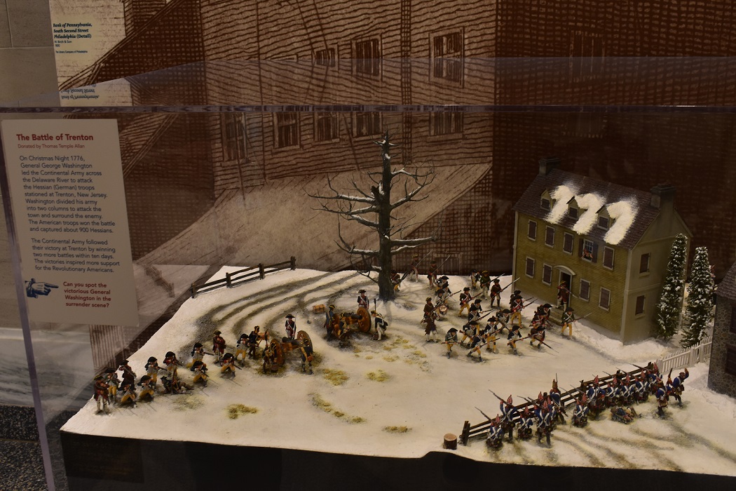 Depiction of the Battle of Trenton with toy soldiers at Museum of the American Revolution