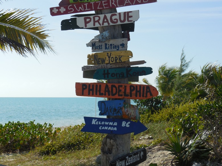 Directional signs on Grace Bay Turks and Caicos