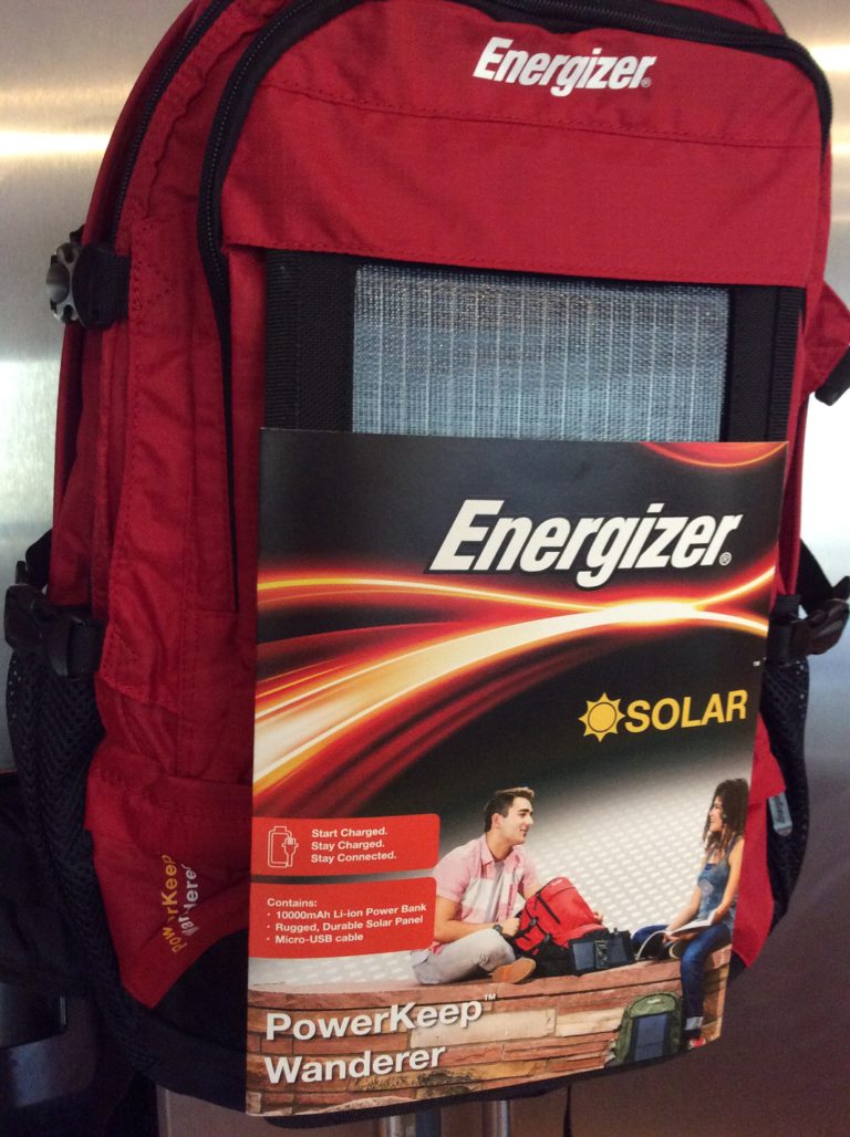 Solar powered backpack keeps devices charged and you hydrated