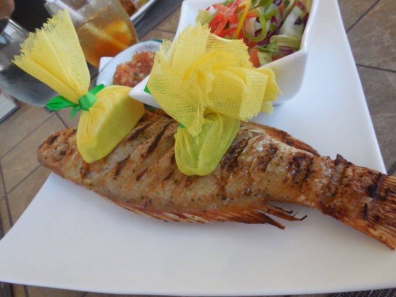Freshly caught snapper served up at Jumby Bay