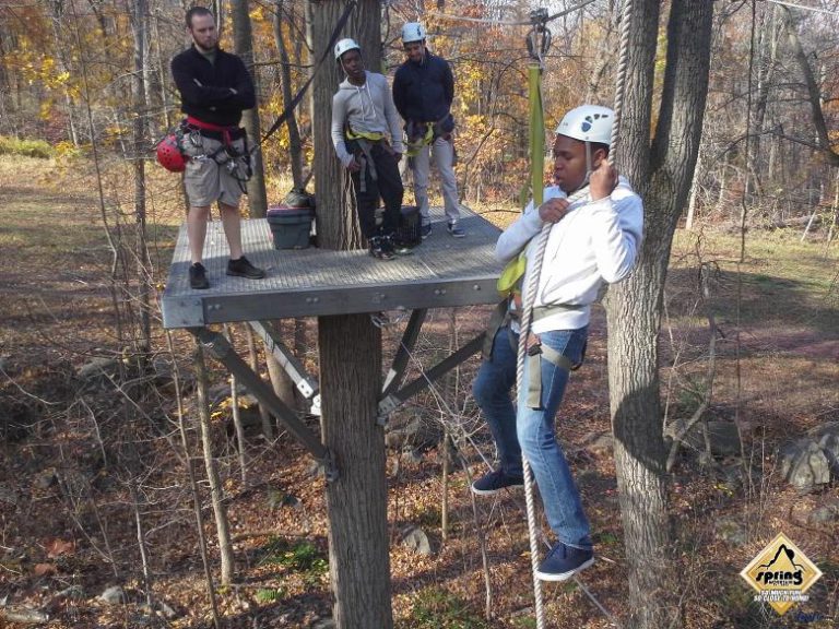 Kids conquering fears and having fun on a canopy tour in Pennsylvania