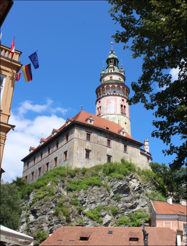 Historic castle tower in Old Cesky Krumlov