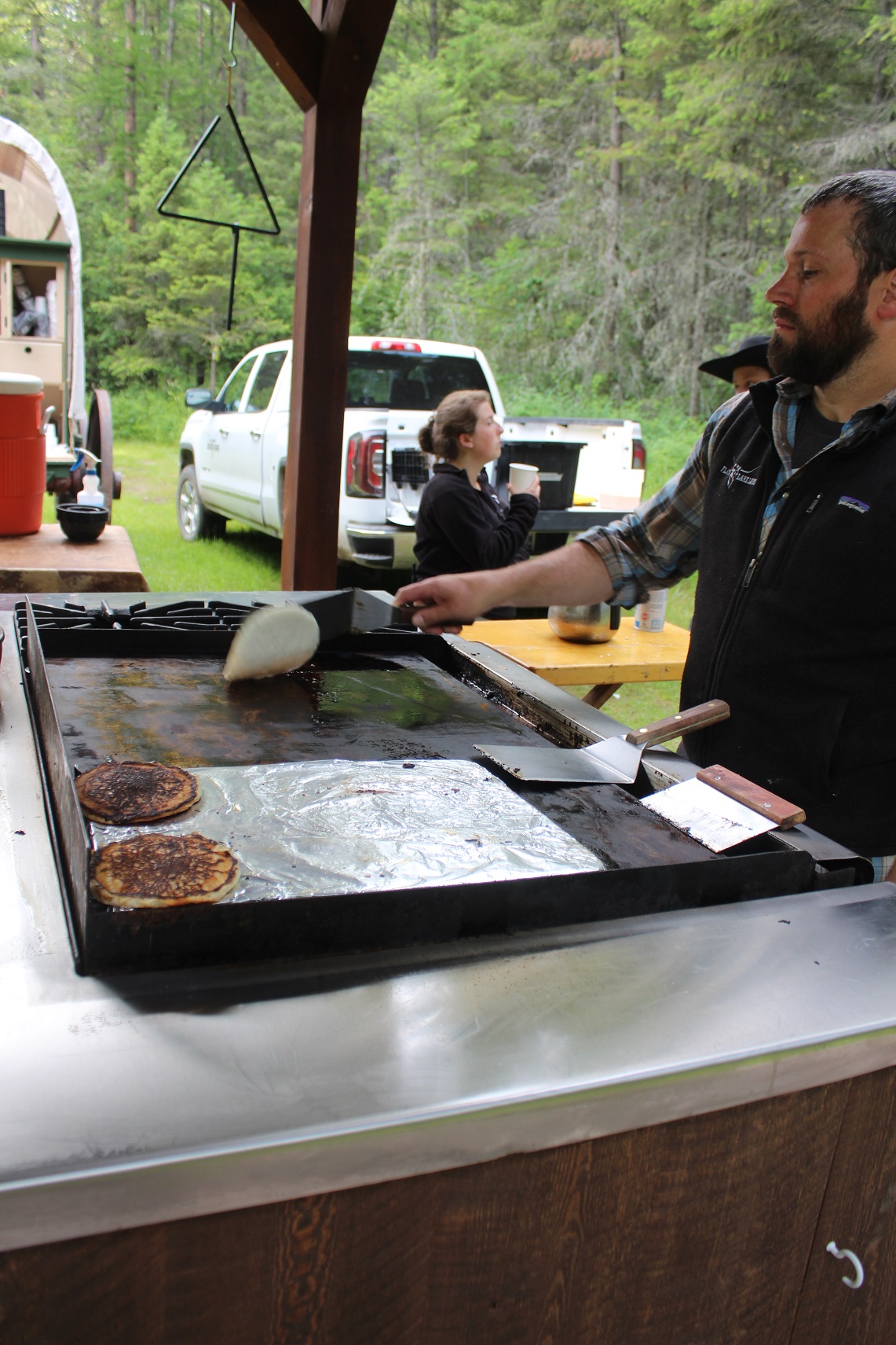 Breakfast is served on trail ride at Flathead Lake Lodge in Montana