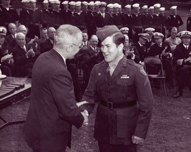 Jack Lucas receiving Medal of Honor