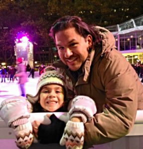 Jude and dad on The Rink at Bryant Park in NYC