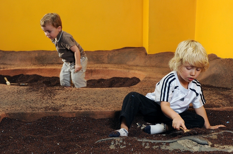 Preschoolers exploring the surface of Mars at Denver science museum