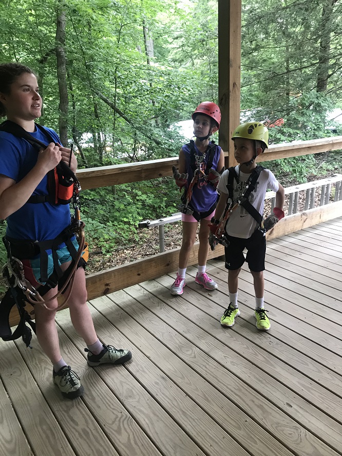 Kids getting ready for ziplining at Adventures on the Gorge
