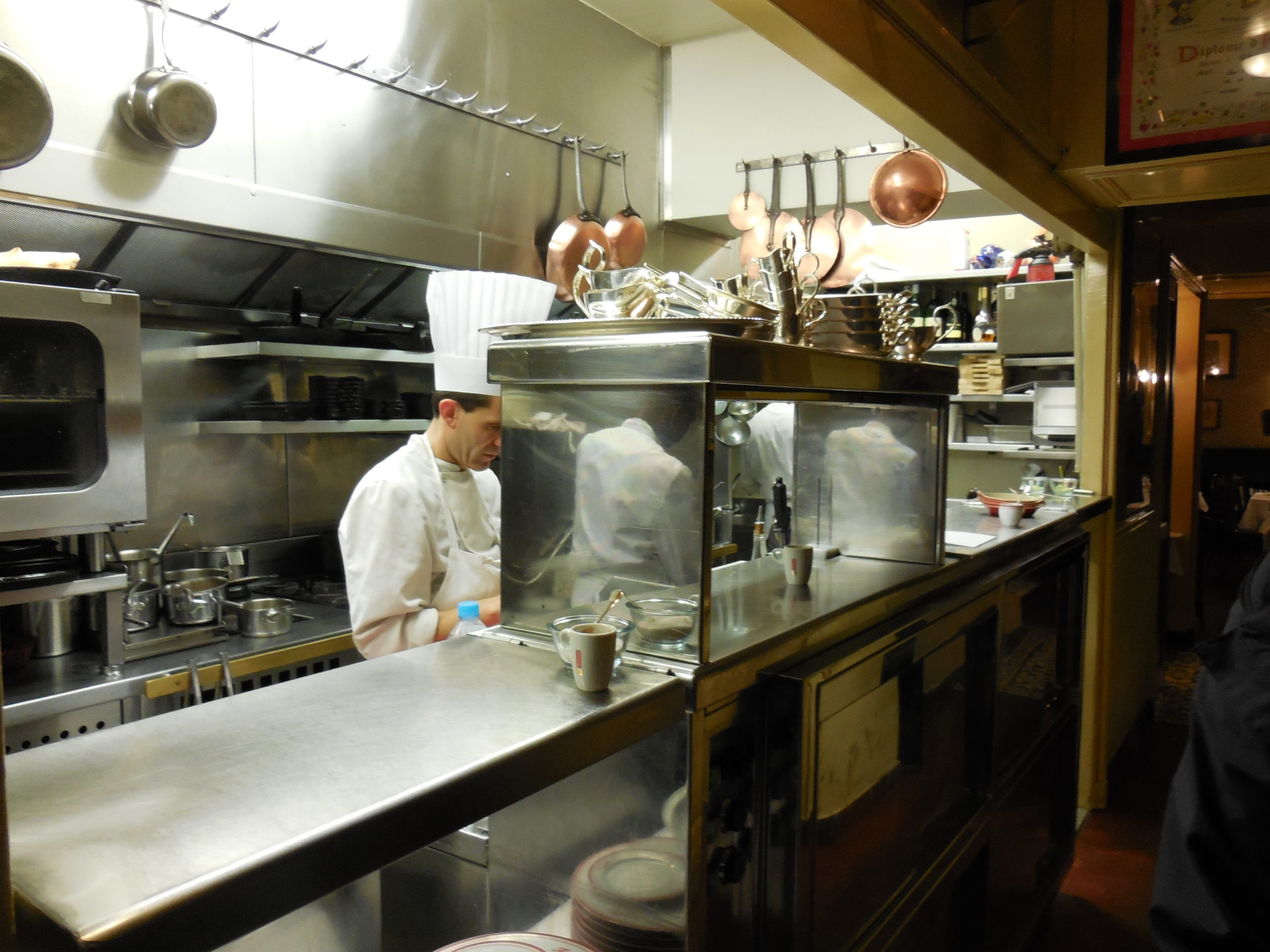 Kitchen of Chez Allard in Paris