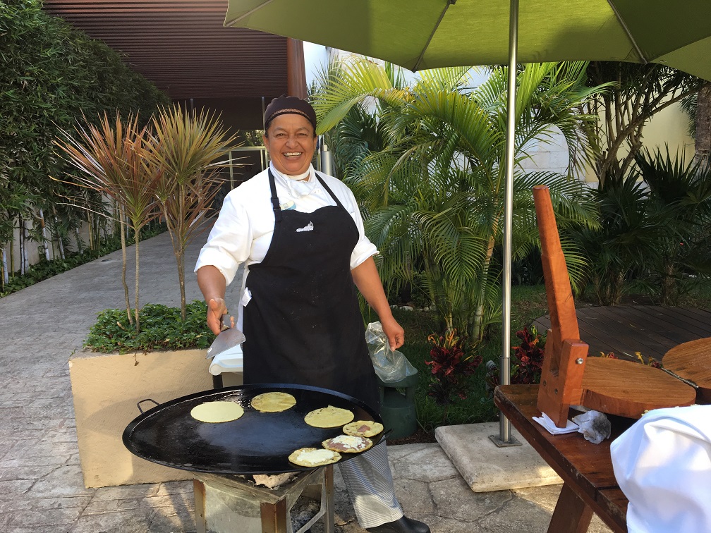 Making tortillas on the plaza at Azul The Fives