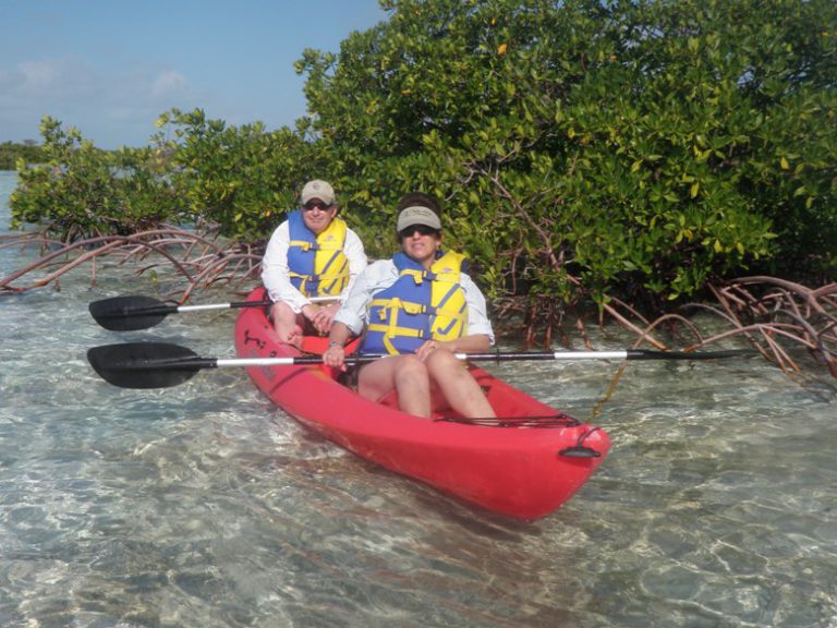 Kayaking through the mangroves on Great Exuma in the Bahamas