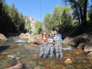 Mel, Reggie and Sarah PS take a break from fly fishing near Aspen CO
