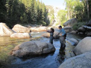 Mel Yemma with guide Trevor Clapper in the Roaring Fork River