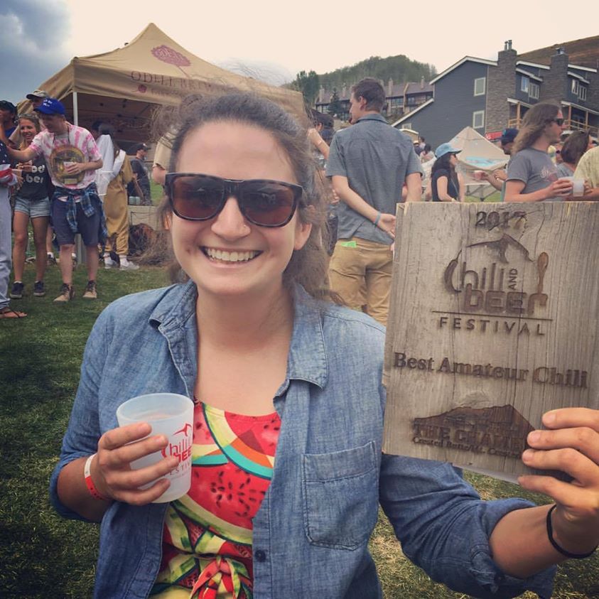 Mel after winning the Crested Butte Chili Cookoff for Best Amateur Chili