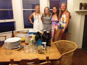 Mel (third from left) and her roomies in latest off-campus digs