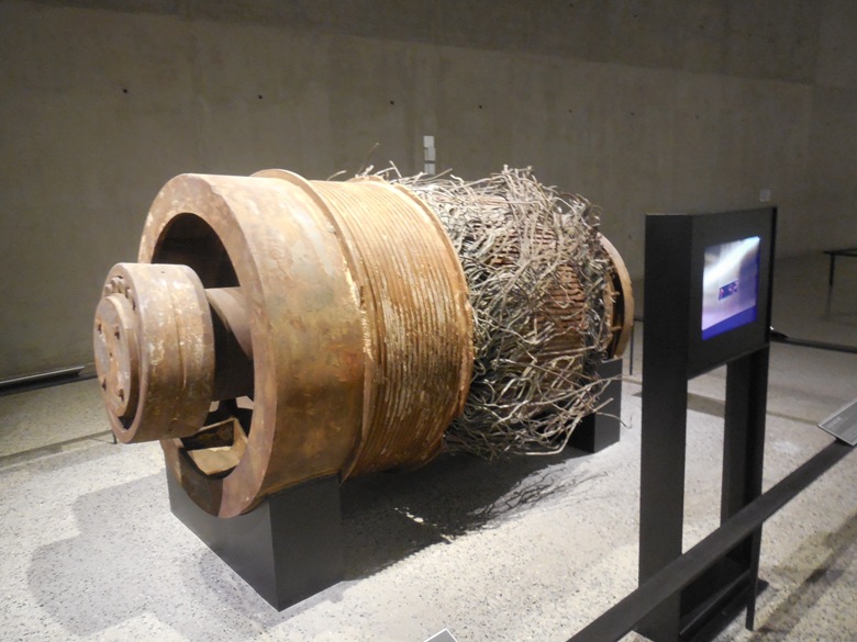 One of the elevator motors recovered after the 911 attacks at the World Trade Center
