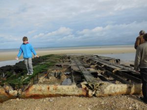 One of the few remaining parts of the artificial port at Utah Beach