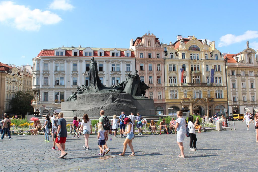 One of the many city squares in Prague
