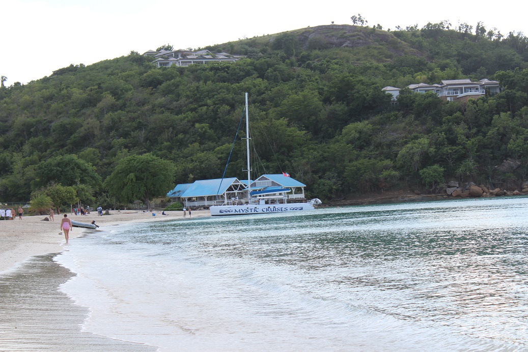 Our Tropical Adventures catamaran stops for a beach break on Antigua