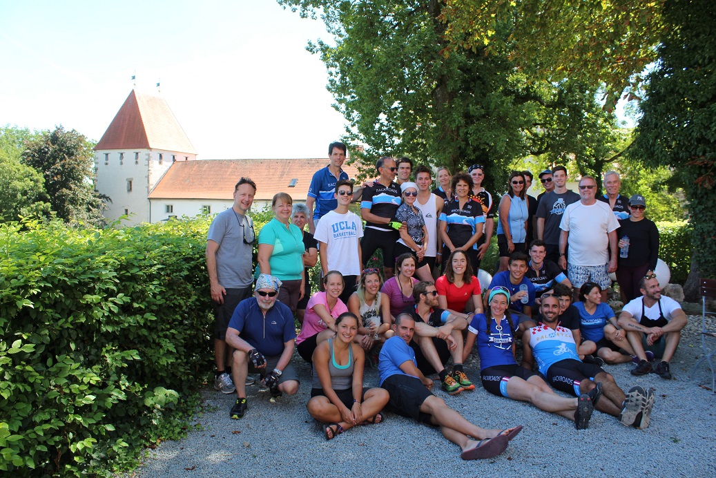 Our group of 30 Backroads bikers on last day of cruise-bike adventure in Europe