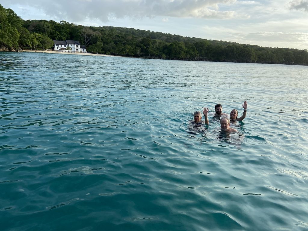 We savor the warm Caribbean water off Ocho Rios