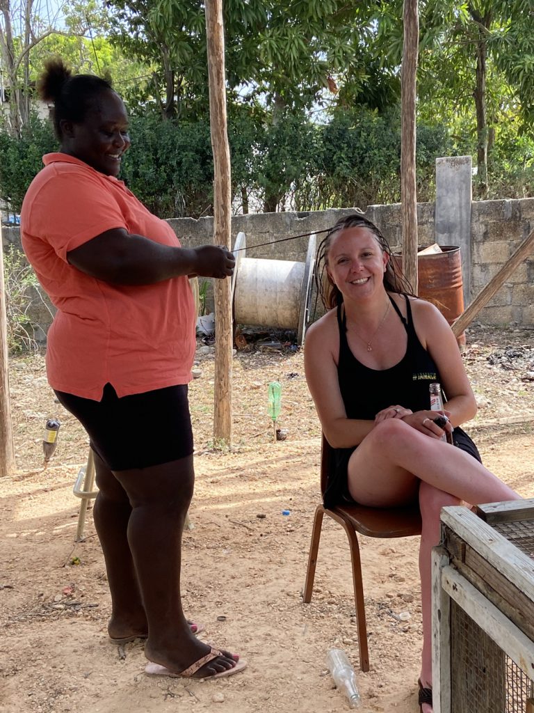 Added bonus: Elodie get authentic Jamaica hair-braiding experience (Photo: Richard Nattoo)