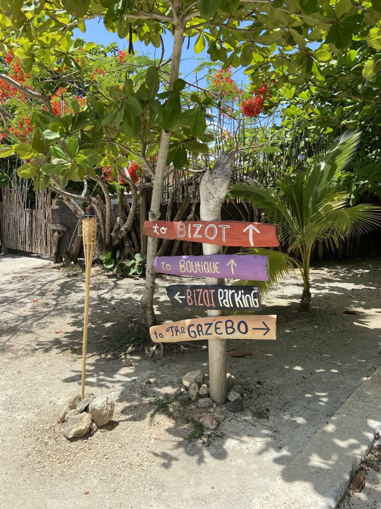 Directional signs at GoldenEye Resort