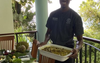 Top Jamaican Chef Brian Lumley serves dish at Star San Villa