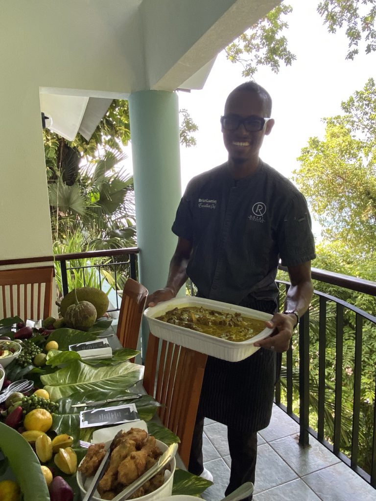 Top Jamaican Chef Brian Lumley serves dish at Star San Villa